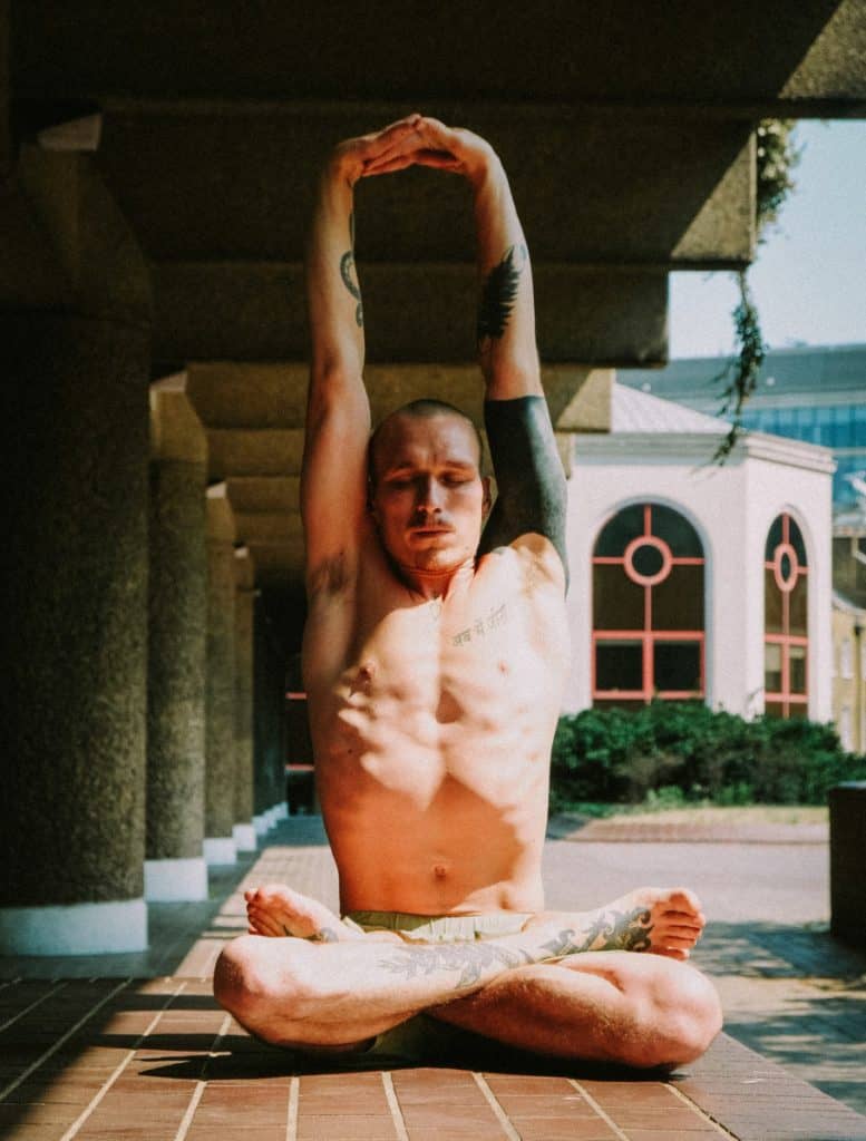 Man in lotus position